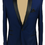 Berragamo Blue Slim Fit One Button Tuxedo Jacket-0