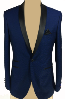 Berragamo Blue Slim Fit One Button Tuxedo Jacket-0