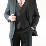 Gray Modern Fit Two Button Three Piece Suit-0