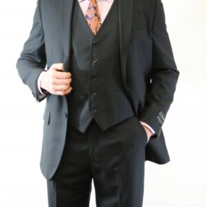 Gray Modern Fit Two Button Three Piece Suit-0