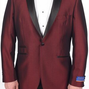 Red Modern Fit One Button Tuxedo-0