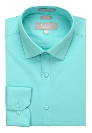 Platino Aqua Spandex Dress Shirt-0 Platino Aqua Spandex Dress Shirt-0