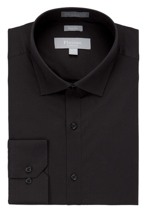 Platino Black Spandex Dress Shirt-0 Platino Black Spandex Dress Shirt-0