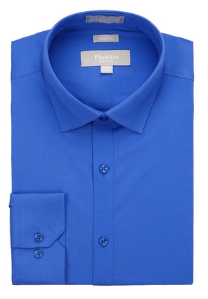 Platino French Blue Spandex Dress Shirt-0 Platino French Blue Spandex Dress Shirt-0