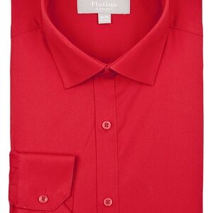 Platino Red Spandex Dress Shirt-0