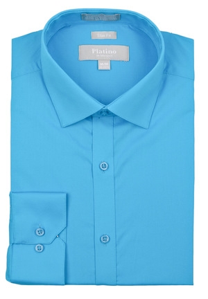 Platino Turquoise Spandex Dress Shirt-0 Platino Turquoise Spandex Dress Shirt-0