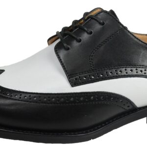 LA MILANO Men Black & White Genuine Leather Dress Shoes Wingtip Wedding -0