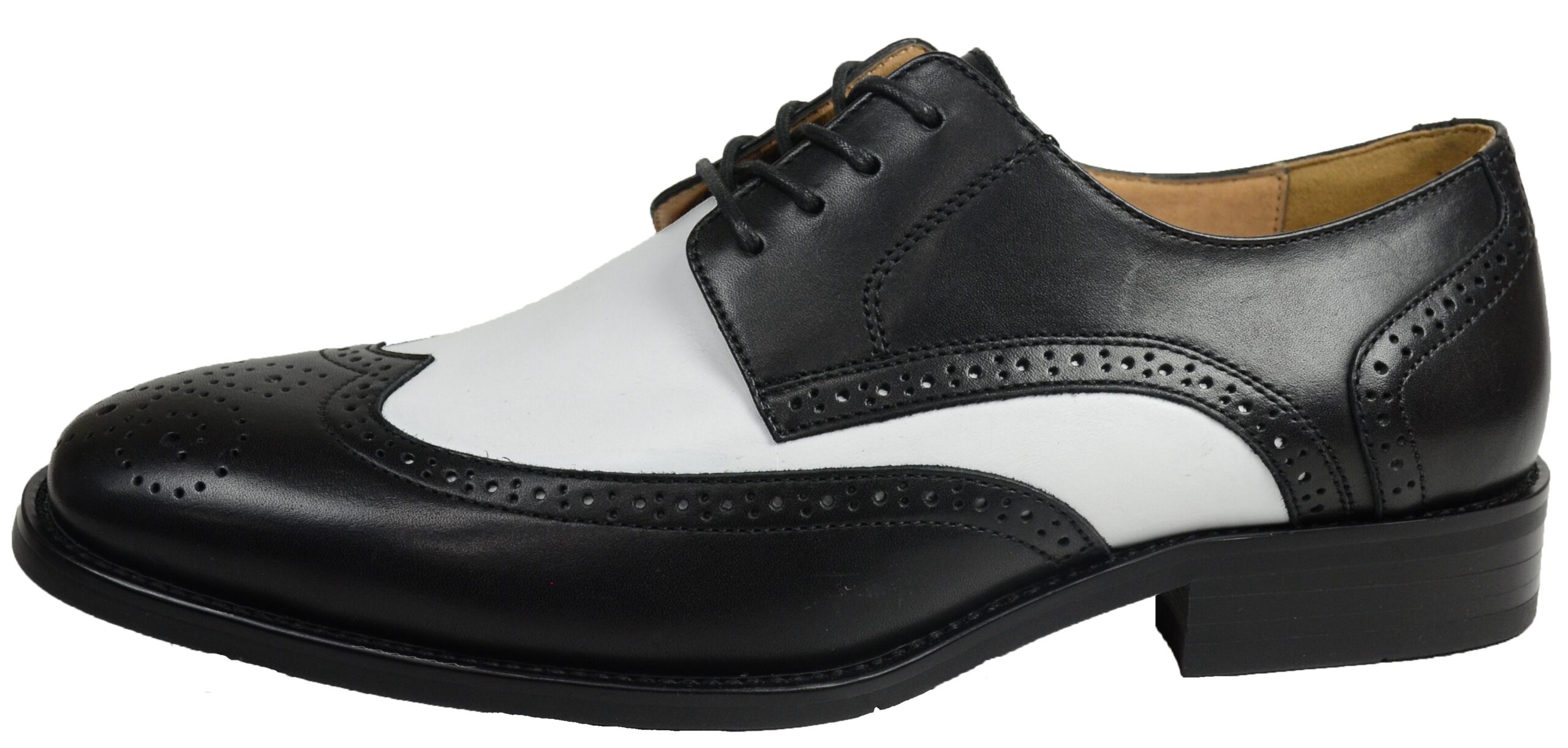 LA MILANO Men Black & White Genuine Leather Dress Shoes Wingtip Wedding -0 LA MILANO Men Black & White Genuine Leather Dress Shoes Wingtip Wedding -0