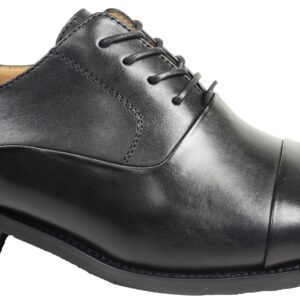 LA MILANO Mens Leather Oxford Lace Up Cap Toe Dress Shoes Black-0