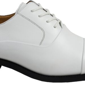 LA MILANO Mens Leather Oxford Lace Up Cap Toe Dress Shoes White-0