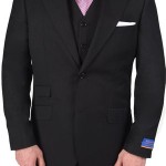Berragamo Black Modern Fit Two Button Peak Lapel Suit-0