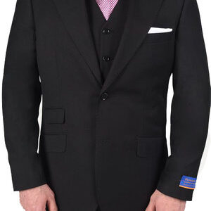 Berragamo Black Modern Fit Two Button Peak Lapel Suit-0