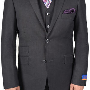 Berragamo Charcoal Slim Fit Two Button Suit-0