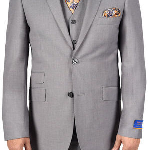 Berragamo Light Grey Slim Fit Two Button Suit-0