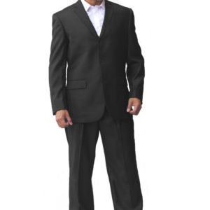Black Regular Fit Three Button Suit - Front View