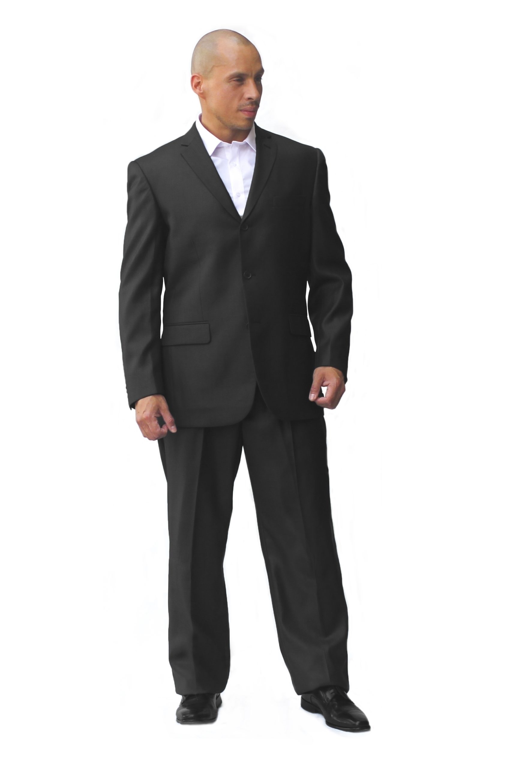 Black Regular Fit Three Button Suit - Front View Black Regular Fit Three Button Suit - Front View