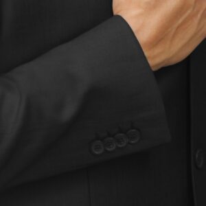Black Regular Fit Three Button Suit - Cuff