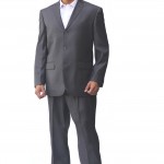 Gray Regular Fit Three Button Suit - Front View