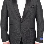 Berragamo Black Modern Fit One Button Brocade Jacket-0