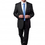 Black Two Button Tone Stripe Ultra Slim Fit Suit