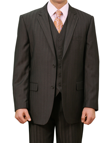 Dark Gray Modern Fit Two Button 3-Piece Suit-0 Dark Gray Modern Fit Two Button 3-Piece Suit-0