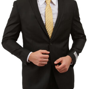 Black Satin Ultra Slim Fit Two Button Suit-0