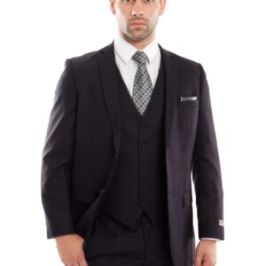 Black Ultra Slim Fit Two Button Three Piece Suit-0