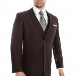 Brown Ultra Slim Fit Two Button Three Piece Suit-0