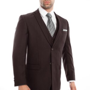 Brown Ultra Slim Fit Two Button Three Piece Suit-0