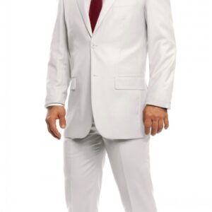 White Modern Fit Two Button Summer Suit - Front View