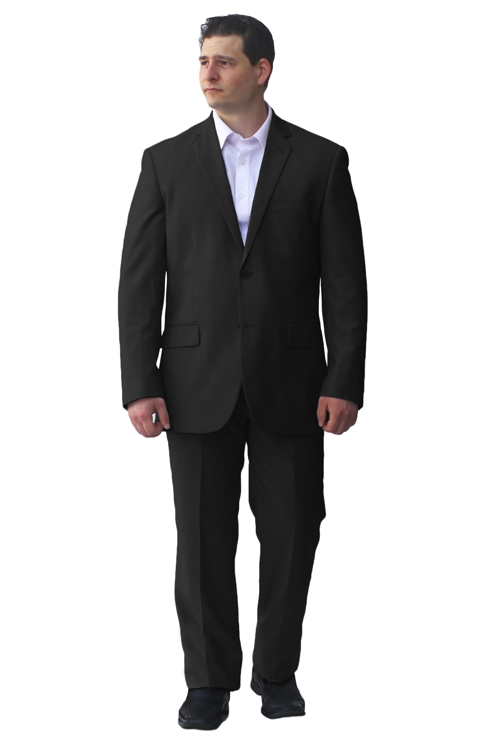 Black Modern Fit Two Button Suit - Front View Black Modern Fit Two Button Suit - Front View