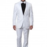 One Button Slim Fit White Tuxedo-0