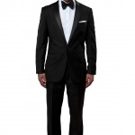Black Slim Fit Tuxedo with Satin Peak Lapel with Fabric Trim