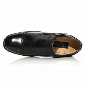 La Milano Mens Grain Leather Slip On Wide Width Black Dress Shoes