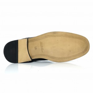 La Milano Mens Grain Leather Slip On Wide Width Black Dress Shoes