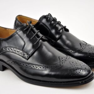 La Milano Black Leather with Laces & Small Circles Shoe (Mens_Shoes)