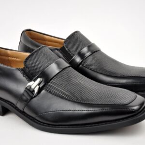 Men Genuine Leather NXT Dress Shoes Black Non-Slip Square Toe Cap in Medium -23193