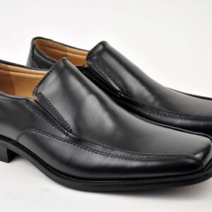 NXT Men Black Genuine Leather Dress Shoes Slip On Tapered Square Toe-25115