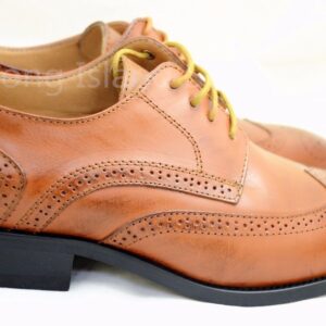 LA MILANO Mens Leather Cognac Oxford Lace Up Cap Toe Dress Shoes -24047