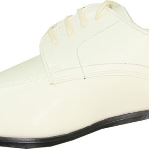 LA MILANO Mens Leather Oxford Lace Up Cap Toe Dress Shoes White-24126