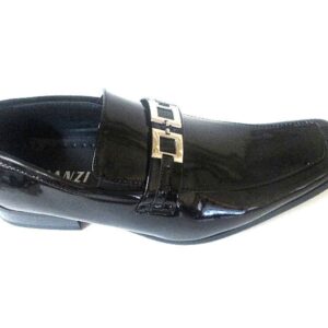 Faranzi Patent-PU Leather Loafers Square Toe Steel Buckle Prom Wedding -0