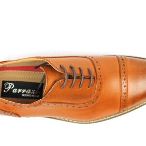 LA MILANO Mens Leather Oxford Lace Up Cap Toe Dress Shoes Brown-23872