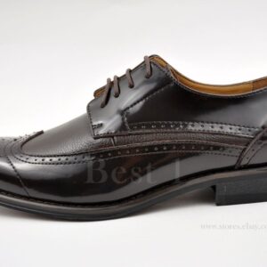 La Milano Mens Dark Brown Dress Shoes with Wingtip Pattern-21856