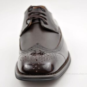La Milano Mens Dark Brown Dress Shoes with Wingtip Pattern-21853