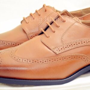 LA MILANO Mens Leather Cognac Oxford Lace Up Cap Toe Dress Shoes -24050