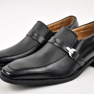 Men Genuine Leather NXT Dress Shoes Black Non-Slip Square Toe Cap in Medium -23186