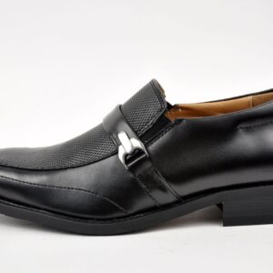 Men Genuine Leather NXT Dress Shoes Black Non-Slip Square Toe Cap in Medium -23187