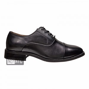 LA MILANO Mens Leather Oxford Lace Up Cap Toe Dress Shoes Black-23765