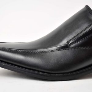 NXT Men Black Genuine Leather Dress Shoes Slip On Tapered Square Toe-25117