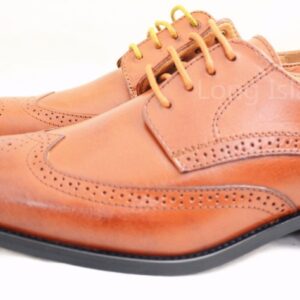 LA MILANO Mens Leather Cognac Oxford Lace Up Cap Toe Dress Shoes -24049